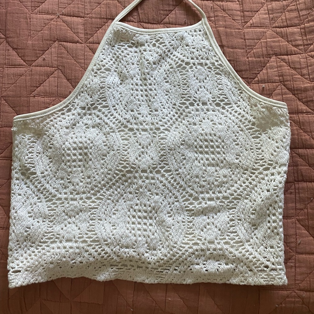 woven halter crop top